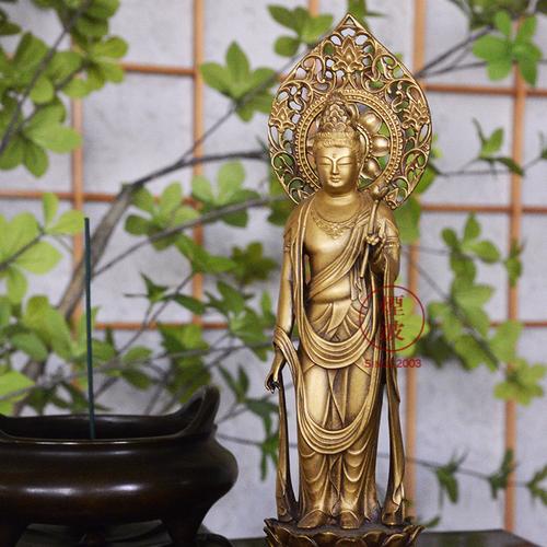 观音日本高冈铜器松久久朋琳作之圣菩萨大慈佛像摆件